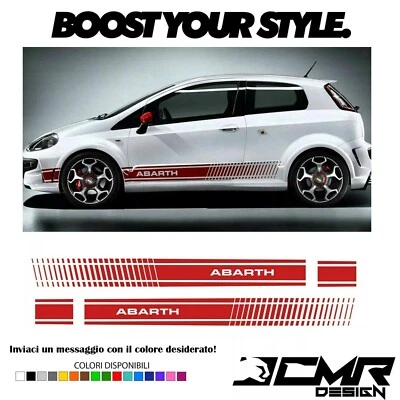 Adesivi Fasce Laterali Fiat Grande Punto Evo Abarth Strisce Grafiche Sotto Porta