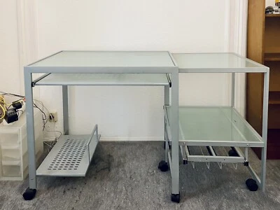 Dittrich Design Schreibtisch ausziehbar aus Glas und Aluminium - Bild 1 von 4