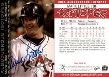 Mark Little Signed 2005 MultiAd Albuquerque Isotopes #20 Card Auto