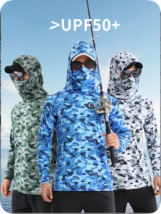 Fishing Hoodie Anti-UV Sunscreen Sun Protection Clothes Fishing Shirt Breathable - Picture 1 of 22