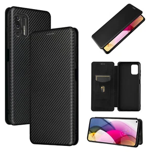 Per Motorola Moto Cover custodia telefono portafoglio in fibra di carbonio magnetica flip in pelle - Foto 1 di 11