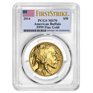 2014 $50 1-oz American Gold Buffalo PCGS MS70 FS Label - Picture 1 of 2