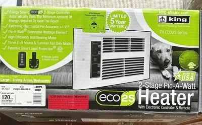 Calentador de pared King Electric Eco2S 120 voltios pic-a-watt 2 etapas 750-1500 vatios Foto 1 de 4