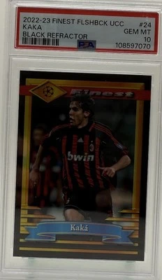 2022-23 Topps Finest Flashbacks UCC Kaka Black Refractor 17/25 PSA 10 - Image 1 of 2