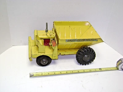 Caminhão basculante móvel Marx Lumar aço prensado amarelo vintage anos 50 anos 60 - Imagem 1 de 4