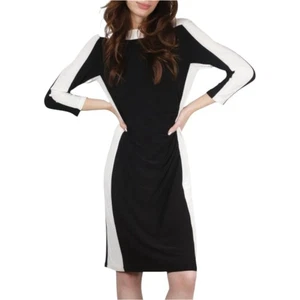 Vestido de manga larga Lauren Ralph Lauren blanco y negro bloque de color - Imagen 1 de 8