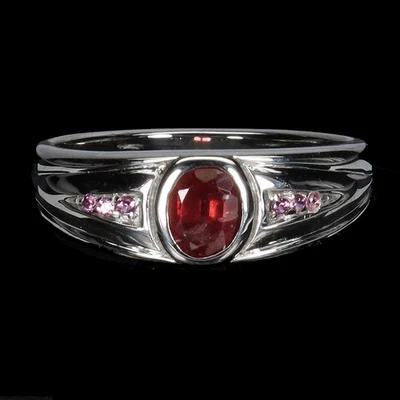 Black Friday 925 Sterling Silver Ring Oval Ruby Rhodolite Garnet Jewelry Size 8 - Image 1 of 4
