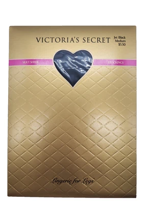 Medias transparentes negras de colección Victoria’s Secret talla M banda de encaje sedosas hechas en EE. UU. Sexy Foto 1 de 4