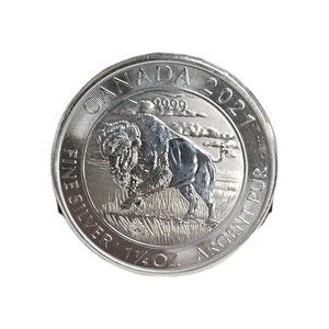 2021-1 1/4 Ounce Wildlife Canadian .9999 Fine Silver $8 BU Coin, Buffalo - Picture 1 of 4