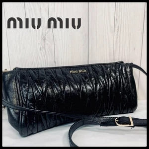 Bolso Bandolera Miu Miu Matelasse Cuero Negro De JAPÓN - Imagen 1 de 8