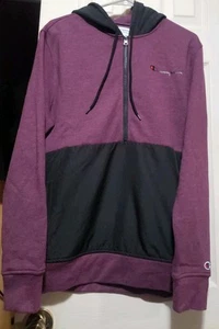 Champion Herren Fleece Woven-Mix Half Zip Two Tone Hoodie Plum Port Heather - S - Bild 1 von 5