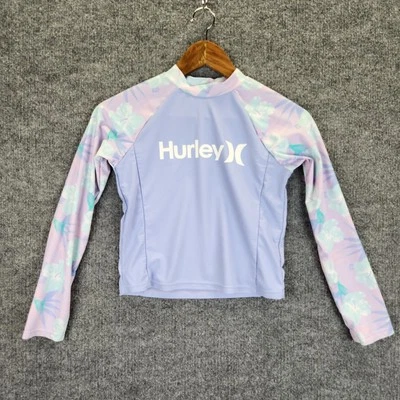 Top Hurley Niña Grande Lila Natación Manga Larga UPF 50 Floral Foto 1 de 4