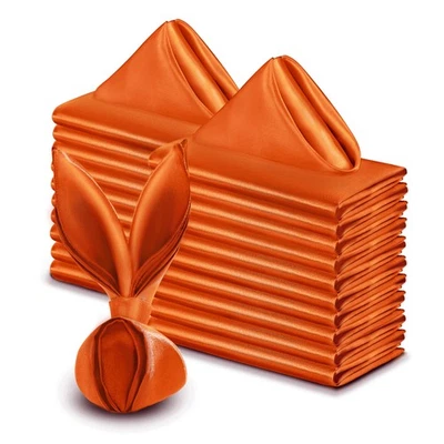 50 Pack Burnt Orange Satin Napkins 17x17 Inch Square Dinner Wedding Party - Image 1 of 4