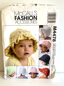 Sombreros infantiles McCall's M4478 todas las tallas patrón de costura 8 estilos - Imagen 1 de 3