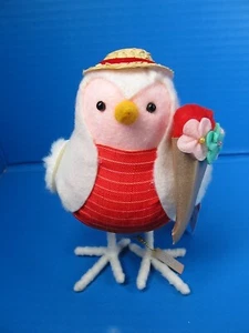 2023 Spritz Valentine’s Day JET White Fabric Bird Holding Flowers 6.25" w/Tag - Picture 1 of 6