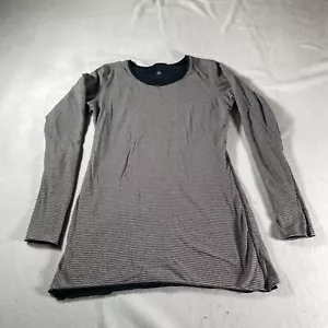 Lululemon Shirt Womens Small Gray Striped Long Sleeve Tee Stretch Gym Workout - Picture 1 of 12