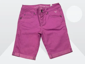 Justice Premium Jeans Girls Purple Factory Cuffed Stretch Bermuda Shorts Size 14 - Picture 1 of 14