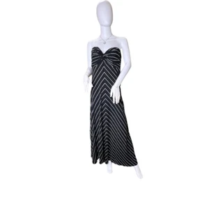 Jennifer Lopez Dress Large Strapless Chevron Strip Gown Sweetheart Neckline Maxi - Imagen 1 de 14
