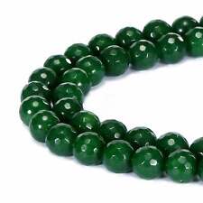 Emerald Green Dyed Jade Faceted Round Beads 4mm 6mm 8mm 10mm 12mm 15.5" Strand