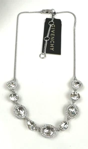 GIVENCHY Silver-Tone Pavé Clear Teardrop Oval Crystal Collar Necklace $68 NEW - Picture 1 of 8