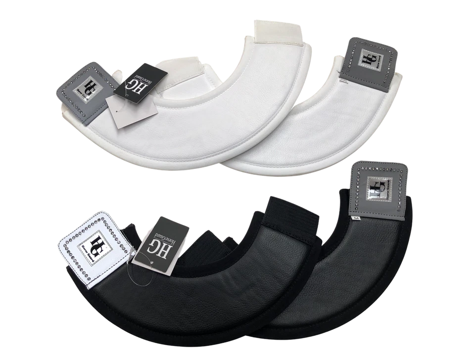 Horse Guard 2er Set Hufglocken Spring Ballenschutz Klett Strass weiß schwarz - Bild 1 von 1