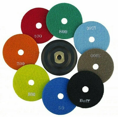 WERKMAX Polierscheiben 100mm Polierpads Schleifpads Diamantpad Trocken M14 Klettaufnahme