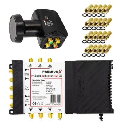 PremiumX Set Multiswitch 5/6 Multischalter SAT Verteiler Quattro LNB LMB HDTV 4K - Bild 1 von 4