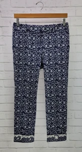 Ann Taylor LOFT Damen Skinny Ankle Hose Größe 8P Julie Fit Blau Blumendruck - Bild 1 von 11