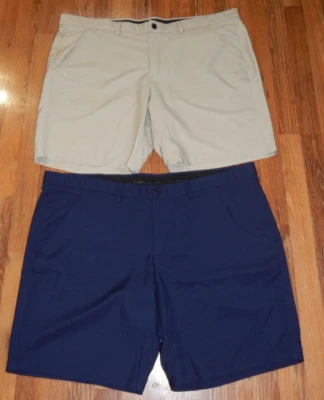 LOTE 2 pares de pantalones cortos de golf para hombre talla 50 TEK GEAR Performance chinos caqui azul marino Foto 1 de 2
