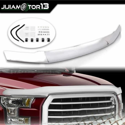 适合 2017 - 2020 年福特 F250 F350 超级 Duty Hood Deflector 防虫罩 铬 美国 — 第 1/4 张图片