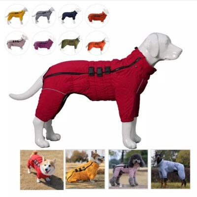 Dog Winter Coat 4 Legs Covered Windproof Waterproof Reflective Warm Dog Clothing - Image 1 of 4