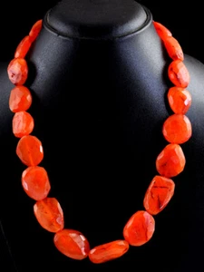Collar de cuentas facetadas de cornalina naranja natural sin tratar 655,00 quilates NK 01-MJ4 - Imagen 1 de 2