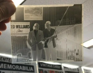 1950S RARE TED WILLIAMS INC SAM SNEAD W/FISHING POLES STAND 4X5" NEGATIVE PHOTO  - Picture 1 of 5