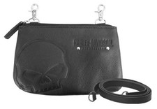 Harley-Davidson Women's Embossed Skull Leather Hip Bag w/ Strap SEW9023-BLACK