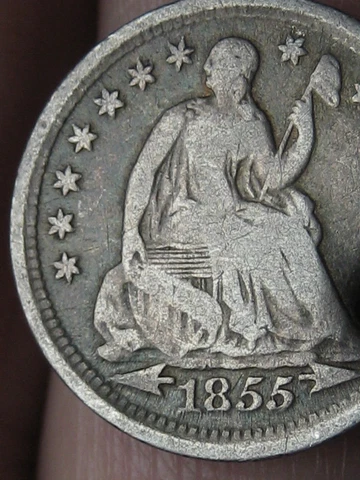 1855 P Seated Liberty Half Dime- Philadelphia, With Arrows, Fine Details Cover