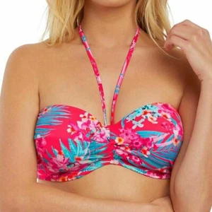 Freya Wild Sun Bikini Top Size 34B Padded Bandeau Tropical Punch Pink Blue 2881 - Picture 1 of 12
