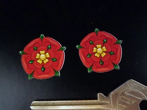 LANCASHIRE Red Rose of Lancaster Car STICKERS 25mm Pr Bike Vintage Classic Pride - Picture 1 of 1