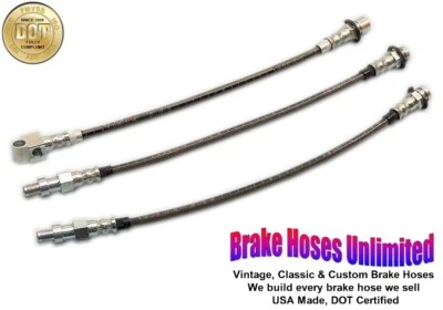 JUEGO MANGUERA FRENO ACERO INOXIDABLE PONTIAC GTO 1966 1967 - tambor delantero Foto 1 de 2