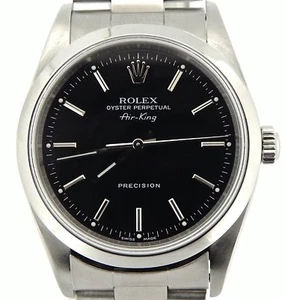 Rolex Air King Mens Stainless Steel Watch Oyster Band Black Precision Dial 14000 - Picture 1 of 7