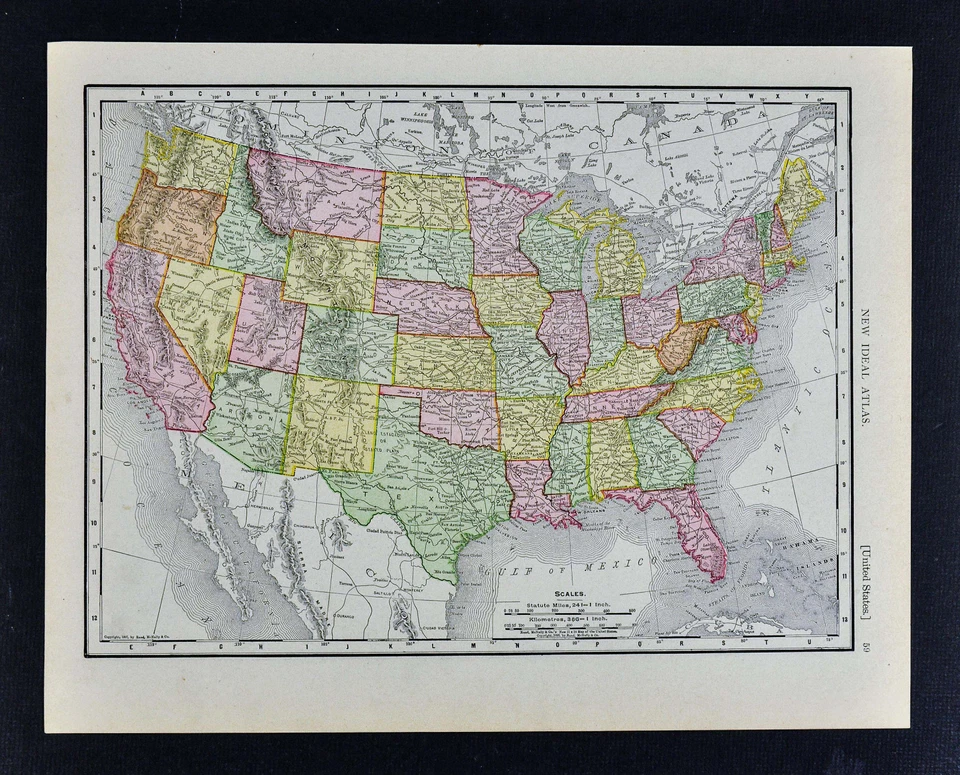 1911 McNally Map - United States - Texas California Florida New York Washington - Image 1 of 1