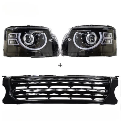 Conjunto de faros delanteros LED para Land Rover Discovery Lr4 2010-13 y parrilla negra Foto 1 de 4
