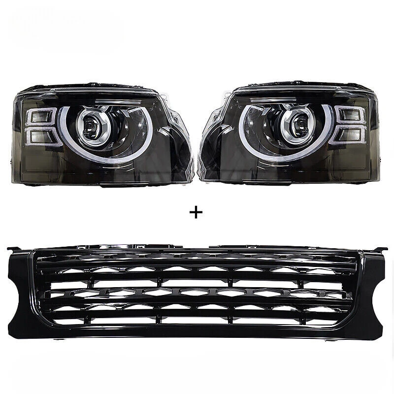 Conjunto de faros delanteros LED para Land Rover Discovery Lr4 2010-13 y parrilla negra Foto 1 de 4