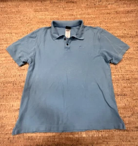 Patagonia Polo Men’s Medium Organic Cotton Short Sleeve Blue Holes Stains - Picture 1 of 12