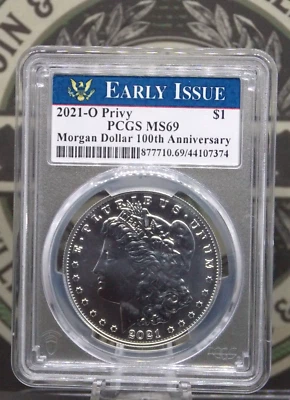 2021 "O" Morgan SILVER Dollar 100th Anniversary $1 PCGS MS69 #374 Early Issue - Image 1 of 4
