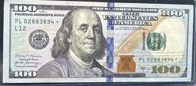 2017 Series A $100 Dollar Bill Star Note - PL02883894 * Crisp  San Francisco - Image 1 of 2