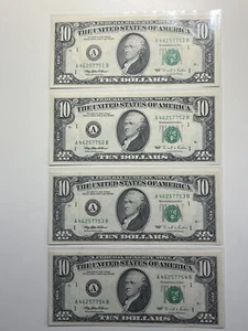 1995 4x $10 Ten Dollar Bill Federal Reserve Note  Boston MA Vintage Old Currency - Picture 1 of 12