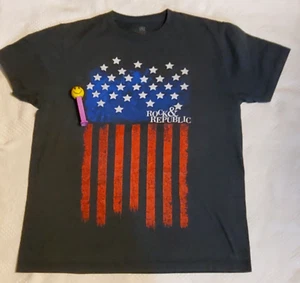 Rock & Republic T-Shirt Men's Adult LARGE DK Gray w/Red White Blue American Flag - Picture 1 of 11