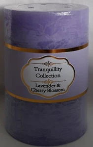 3x Tranquillity 48 Hour Lavender & Cherry Blossom Scented 10cm Pillar Candles - Bild 1 von 1
