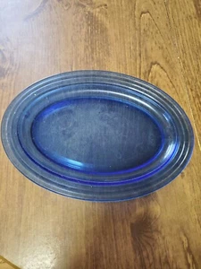 Cobalt Blue Glass Platter 11 in L x 8 in W - Picture 1 of 3