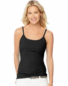 Hanes Womens Stretch Cotton Cami with Built-In Shelf Bra - Picture 1 of 19